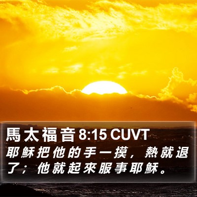 馬 太 福 音 8:15 CUVT Bible Verse Image
