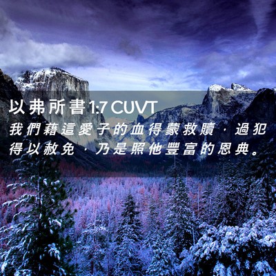 Picture 02 - 以 弗 所 書 1:7 CUVT - 我 們 藉 這 愛 子 的 血 得 蒙 救 贖 - Bible Verse Picture