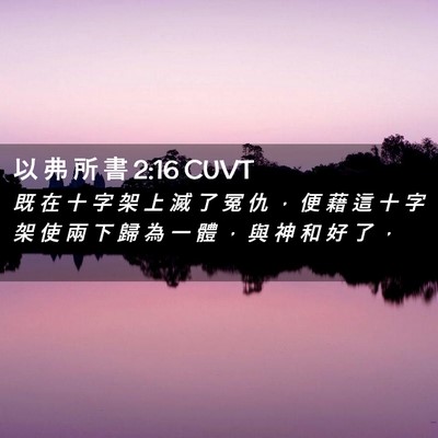 Picture 02 - 以 弗 所 書 2:16 CUVT - 既 在 十 字 架 上 滅 了 冤 仇 ， 便 - Bible Verse Picture