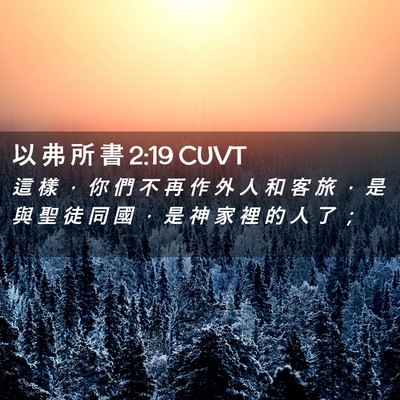Picture 02 - 以 弗 所 書 2:19 CUVT - 這 樣 ， 你 們 不 再 作 外 人 和 客 - Bible Verse Picture