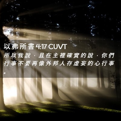 Picture 02 - 以 弗 所 書 4:17 CUVT - 所 以 我 說 ， 且 在 主 裡 確 實 的 - Bible Verse Picture