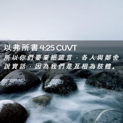 Picture 02 - 以 弗 所 書 4:25 CUVT - 所 以 你 們 要 棄 絕 謊 言 ， 各 人 - Bible Verse Picture