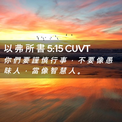 Picture 02 - 以 弗 所 書 5:15 CUVT - 你 們 要 謹 慎 行 事 ， 不 要 像 愚 - Bible Verse Picture