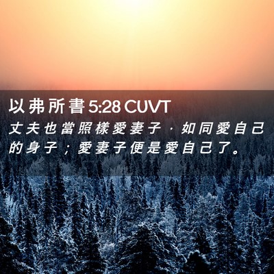 Picture 02 - 以 弗 所 書 5:28 CUVT - 丈 夫 也 當 照 樣 愛 妻 子 ， 如 同 - Bible Verse Picture