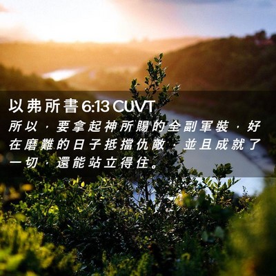 Picture 02 - 以 弗 所 書 6:13 CUVT - 所 以 ， 要 拿 起 神 所 賜 的 全 副 - Bible Verse Picture