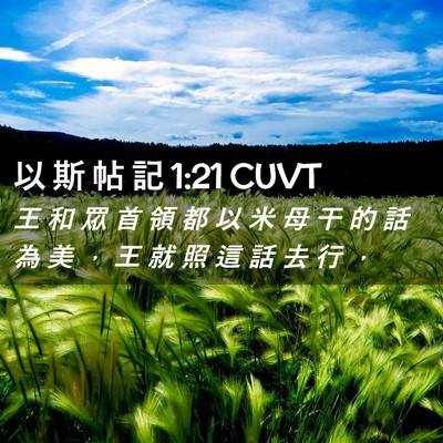 Picture 02 - 以 斯 帖 記 1:21 CUVT - 王 和 眾 首 領 都 以 米 母 干 的 話 - Bible Verse Picture