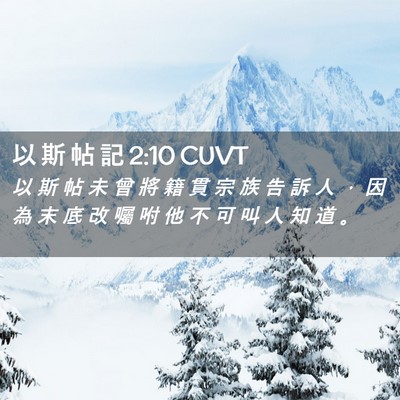 Picture 02 - 以 斯 帖 記 2:10 CUVT - 以 斯 帖 未 曾 將 籍 貫 宗 族 告 訴 - Bible Verse Picture