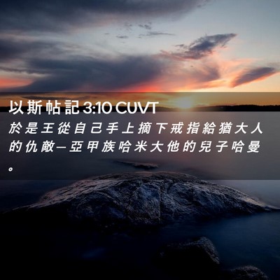 Picture 02 - 以 斯 帖 記 3:10 CUVT - 於 是 王 從 自 己 手 上 摘 下 戒 指 - Bible Verse Picture