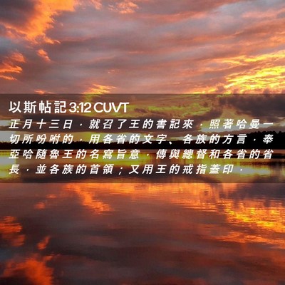 Picture 02 - 以 斯 帖 記 3:12 CUVT - 正 月 十 三 日 ， 就 召 了 王 的 書 - Bible Verse Picture