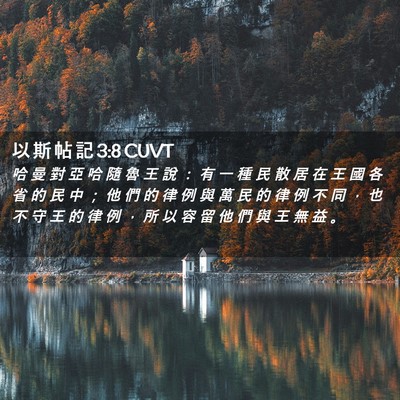 Picture 02 - 以 斯 帖 記 3:8 CUVT - 哈 曼 對 亞 哈 隨 魯 王 說 ： 有 一 - Bible Verse Picture