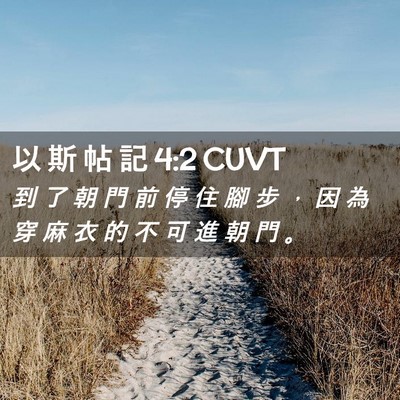 Picture 02 - 以 斯 帖 記 4:2 CUVT - 到 了 朝 門 前 停 住 腳 步 ， 因 為 - Bible Verse Picture