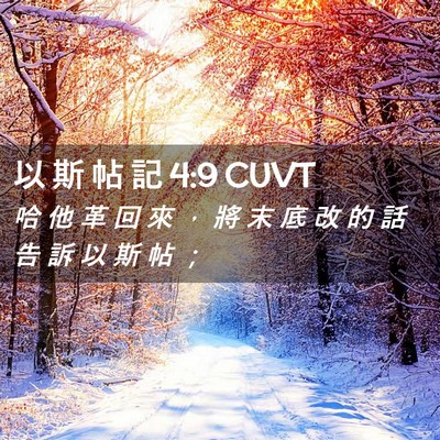 Picture 02 - 以 斯 帖 記 4:9 CUVT - 哈 他 革 回 來 ， 將 末 底 改 的 話 - Bible Verse Picture