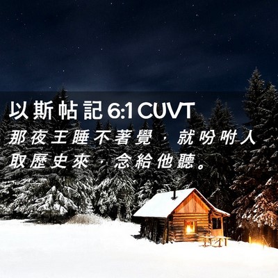 Picture 02 - 以 斯 帖 記 6:1 CUVT - 那 夜 王 睡 不 著 覺 ， 就 吩 咐 人 - Bible Verse Picture