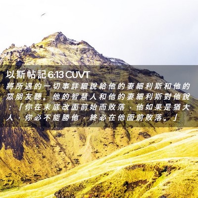 Picture 02 - 以 斯 帖 記 6:13 CUVT - 將 所 遇 的 一 切 事 詳 細 說 給 他 - Bible Verse Picture