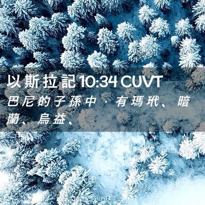Picture 02 - 以 斯 拉 記 10:34 CUVT - 巴 尼 的 子 孫 中 ， 有 瑪 玳 、 暗 - Bible Verse Picture