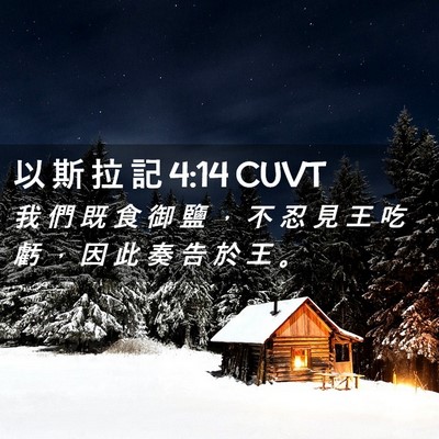Picture 02 - 以 斯 拉 記 4:14 CUVT - 我 們 既 食 御 鹽 ， 不 忍 見 王 吃 - Bible Verse Picture