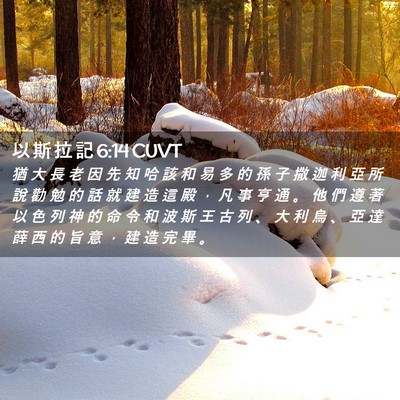 Picture 02 - 以 斯 拉 記 6:14 CUVT - 猶 大 長 老 因 先 知 哈 該 和 易 多 - Bible Verse Picture