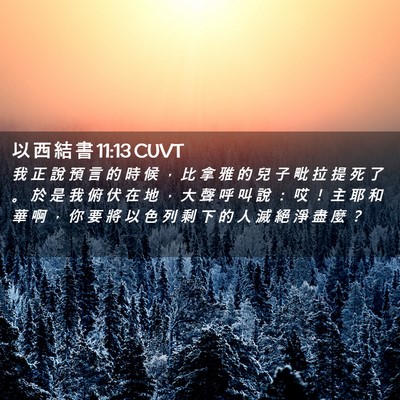 Picture 02 - 以 西 結 書 11:13 CUVT - 我 正 說 預 言 的 時 候 ， 比 拿 雅 - Bible Verse Picture