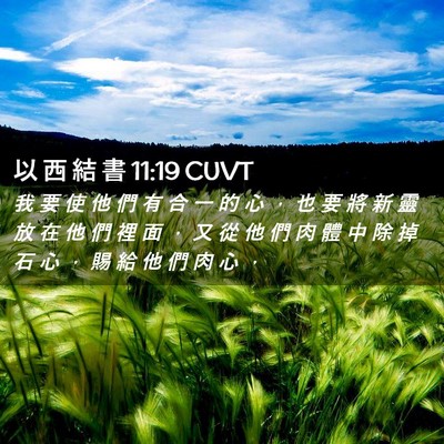 Picture 02 - 以 西 結 書 11:19 CUVT - 我 要 使 他 們 有 合 一 的 心 ， 也 - Bible Verse Picture
