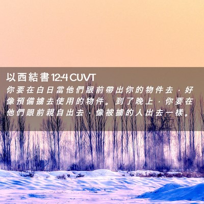 Picture 02 - 以 西 結 書 12:4 CUVT - 你 要 在 白 日 當 他 們 眼 前 帶 出 - Bible Verse Picture