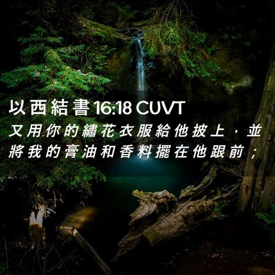 Picture 02 - 以 西 結 書 16:18 CUVT - 又 用 你 的 繡 花 衣 服 給 他 披 上 - Bible Verse Picture