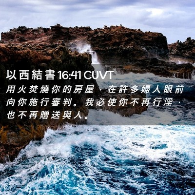 Picture 02 - 以 西 結 書 16:41 CUVT - 用 火 焚 燒 你 的 房 屋 ， 在 許 多 - Bible Verse Picture