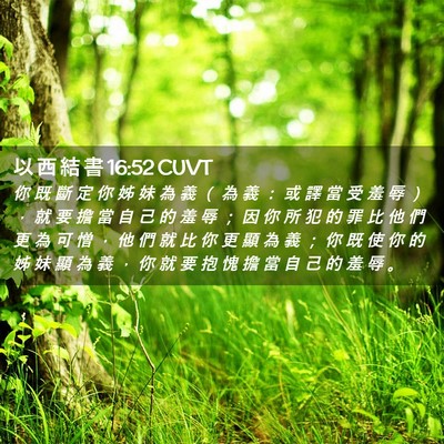 Picture 02 - 以 西 結 書 16:52 CUVT - 你 既 斷 定 你 姊 妹 為 義 （ 為 義 - Bible Verse Picture