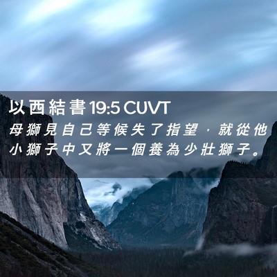 Picture 02 - 以 西 結 書 19:5 CUVT - 母 獅 見 自 己 等 候 失 了 指 望 ， - Bible Verse Picture