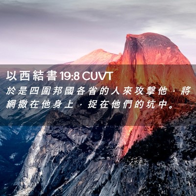 Picture 02 - 以 西 結 書 19:8 CUVT - 於 是 四 圍 邦 國 各 省 的 人 來 攻 - Bible Verse Picture