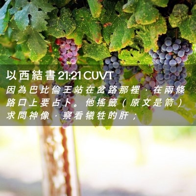 Picture 02 - 以 西 結 書 21:21 CUVT - 因 為 巴 比 倫 王 站 在 岔 路 那 裡 - Bible Verse Picture