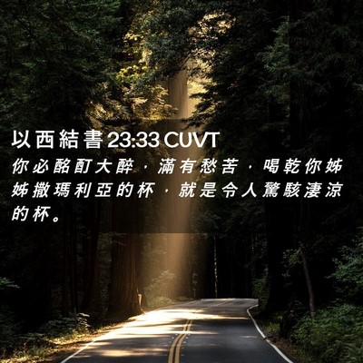 Picture 02 - 以 西 結 書 23:33 CUVT - 你 必 酩 酊 大 醉 ， 滿 有 愁 苦 ， - Bible Verse Picture