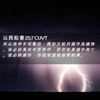 Picture 02 - 以 西 結 書 25:7 CUVT - 所 以 我 伸 手 攻 擊 你 ， 將 你 交 - Bible Verse Picture