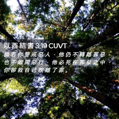 Picture 02 - 以 西 結 書 3:19 CUVT - 倘 若 你 警 戒 惡 人 ， 他 仍 不 轉 - Bible Verse Picture