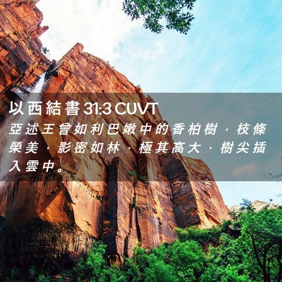 Picture 02 - 以 西 結 書 31:3 CUVT - 亞 述 王 曾 如 利 巴 嫩 中 的 香 柏 - Bible Verse Picture