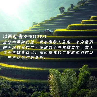 Picture 02 - 以 西 結 書 34:10 CUVT - 主 耶 和 華 如 此 說 ： 我 必 與 牧 - Bible Verse Picture