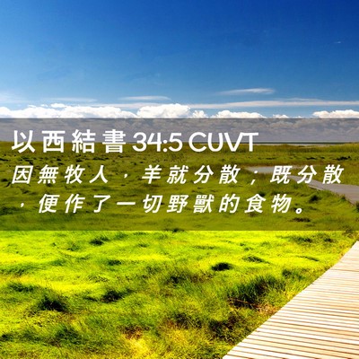 Picture 02 - 以 西 結 書 34:5 CUVT - 因 無 牧 人 ， 羊 就 分 散 ； 既 分 - Bible Verse Picture