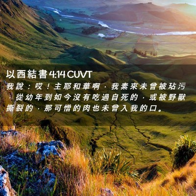 Picture 02 - 以 西 結 書 4:14 CUVT - 我 說 ： 哎 ！ 主 耶 和 華 啊 ， 我 - Bible Verse Picture