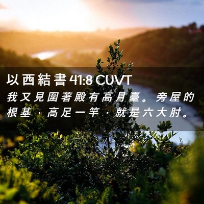 Picture 02 - 以 西 結 書 41:8 CUVT - 我 又 見 圍 著 殿 有 高 月 臺 。 旁 - Bible Verse Picture