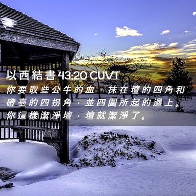 Picture 02 - 以 西 結 書 43:20 CUVT - 你 要 取 些 公 牛 的 血 ， 抹 在 壇 - Bible Verse Picture