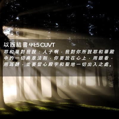 Picture 02 - 以 西 結 書 44:5 CUVT - 耶 和 華 對 我 說 ： 人 子 啊 ， 我 - Bible Verse Picture