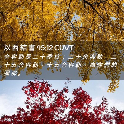 Picture 02 - 以 西 結 書 45:12 CUVT - 舍 客 勒 是 二 十 季 拉 ； 二 十 舍 - Bible Verse Picture