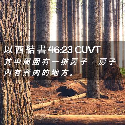 Picture 02 - 以 西 結 書 46:23 CUVT - 其 中 周 圍 有 一 排 房 子 ， 房 子 - Bible Verse Picture