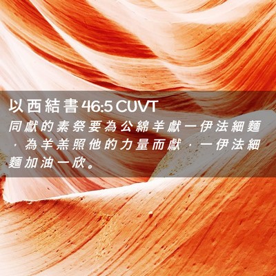 Picture 02 - 以 西 結 書 46:5 CUVT - 同 獻 的 素 祭 要 為 公 綿 羊 獻 一 - Bible Verse Picture