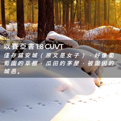Picture 02 - 以 賽 亞 書 1:8 CUVT - 僅 存 錫 安 城 （ 原 文 是 女 子 ） - Bible Verse Picture