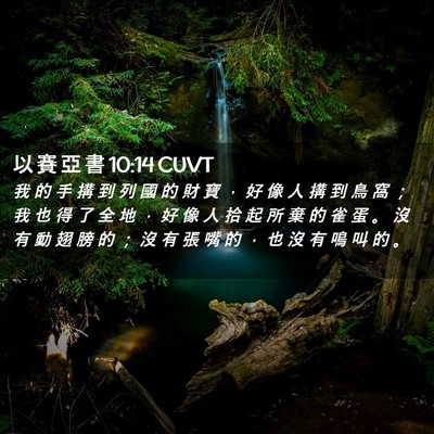 Picture 02 - 以 賽 亞 書 10:14 CUVT - 我 的 手 搆 到 列 國 的 財 寶 ， 好 - Bible Verse Picture