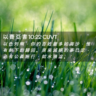 Picture 02 - 以 賽 亞 書 10:22 CUVT - 以 色 列 啊 ， 你 的 百 姓 雖 多 如 - Bible Verse Picture