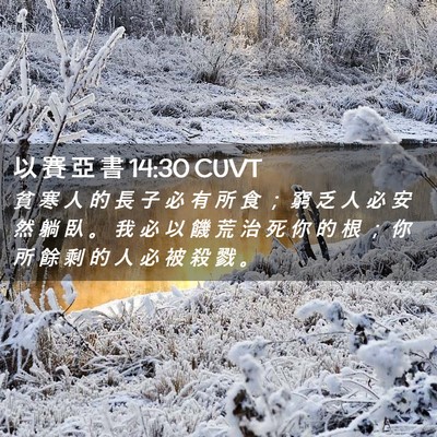 Picture 02 - 以 賽 亞 書 14:30 CUVT - 貧 寒 人 的 長 子 必 有 所 食 ； 窮 - Bible Verse Picture
