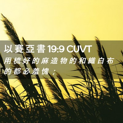 Picture 02 - 以 賽 亞 書 19:9 CUVT - 用 梳 好 的 麻 造 物 的 和 織 白 布 - Bible Verse Picture