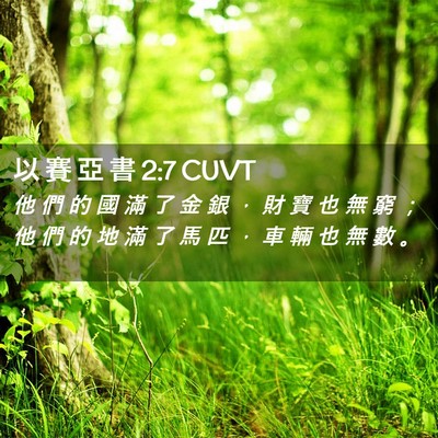Picture 02 - 以 賽 亞 書 2:7 CUVT - 他 們 的 國 滿 了 金 銀 ， 財 寶 也 - Bible Verse Picture