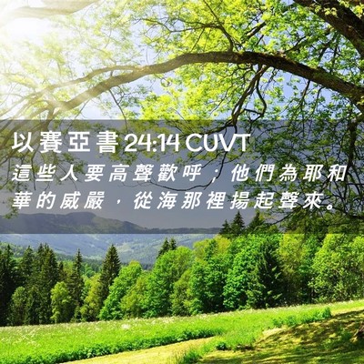 Picture 02 - 以 賽 亞 書 24:14 CUVT - 這 些 人 要 高 聲 歡 呼 ； 他 們 為 - Bible Verse Picture